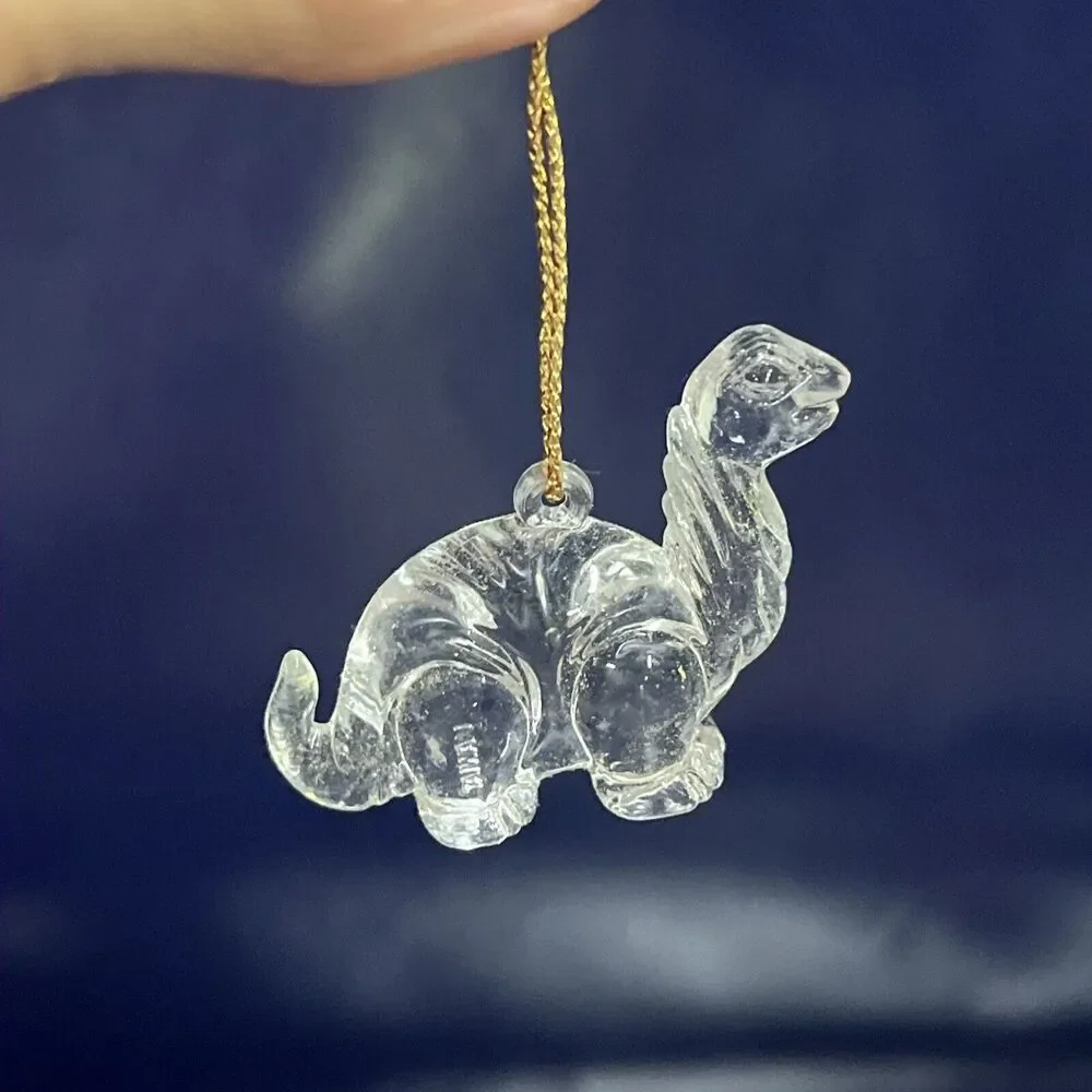 VTG Lot Of 10 Various Dinosaur Clear Acrylic christmas ornaments 1.5-2” Rare -D8